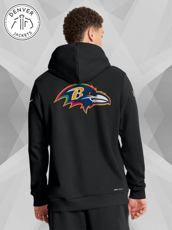 Nike Black Crucial Catch 2025 Baltimore Ravens Cancer Sweatshirt