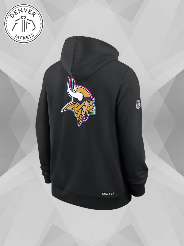 Nike Black Crucial Catch 2025 Minnesota Vikings Dri Fit Sweatshirt Hoodie