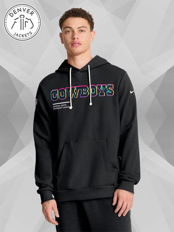 Nike Black Dallas Cowboys 2025 NFL Crucial Catch Sideline Standard Issue Dri FIT Hoodie