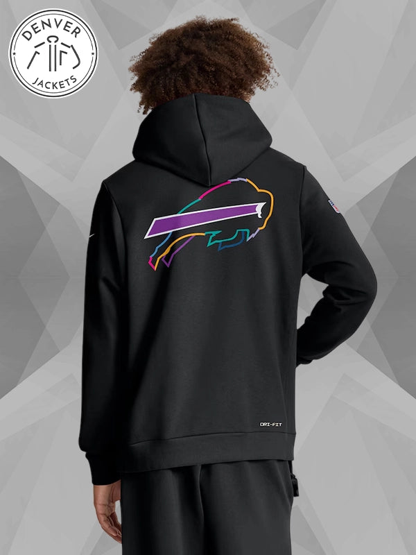 Nike Black Dri Fit Crucial Catch 2025 Buffalo Bills Cancer Sweatshirt