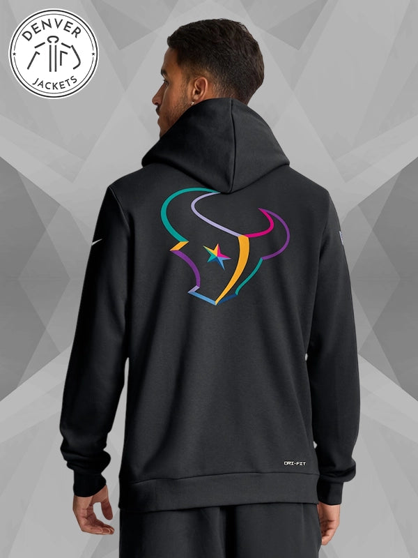 Nike Black Houston Texans 2025 NFL Crucial Catch Sideline Standard Issue Dri FIT Hoodie