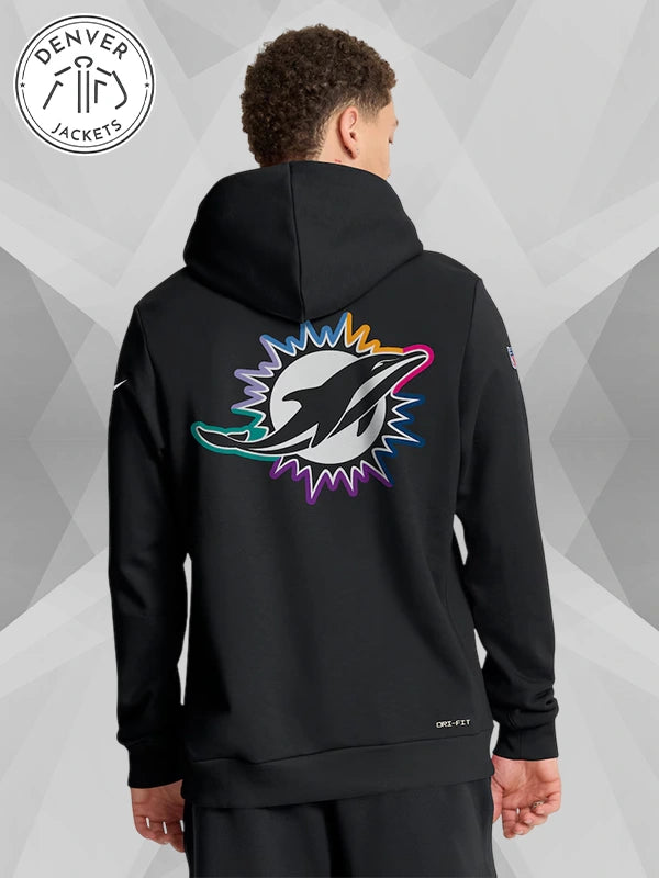 Nike Black Miami Dolphins 2025 NFL Crucial Catch Sideline Standard Issue Dri FIT Hoodie