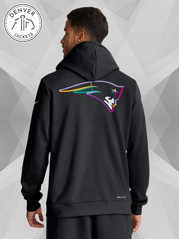 Nike Black New England Patriots 2025 NFL Crucial Catch Sideline Standard Issue Dri FIT Hoodie