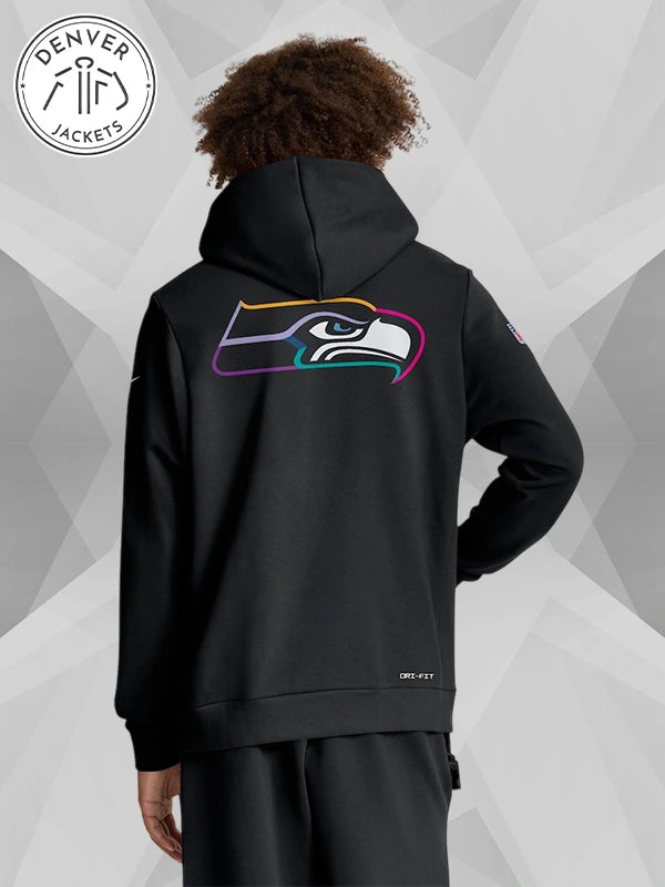 Nike Black Seattle Seahawks 2025 NFL Crucial Catch Sideline Standard Issue Dri FIT Hoodie