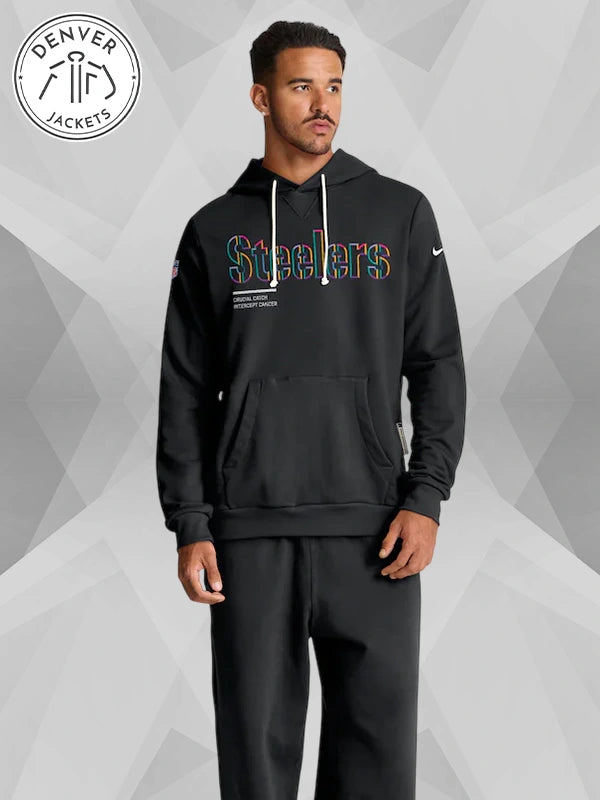 Nike Crucial Catch 2025 Pittsburgh Steelers Cancer Sweatshrit In Black
