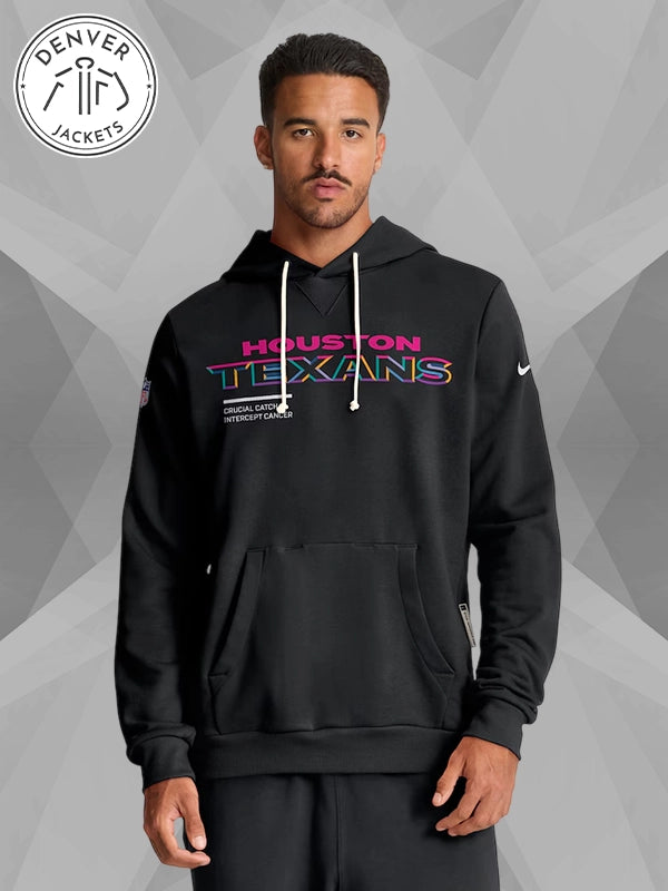 Nike Dri Fit 2025 Crucial Catch Houston Texans Cancer Hoodie