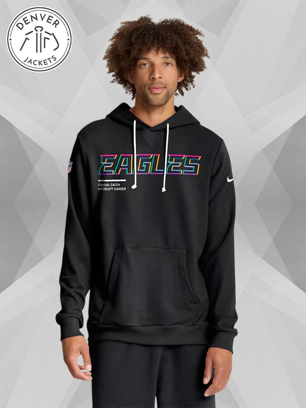 Nike NFL 2025 Crucial Catch Philadelphia Eagles Cancer Hoodie In Black