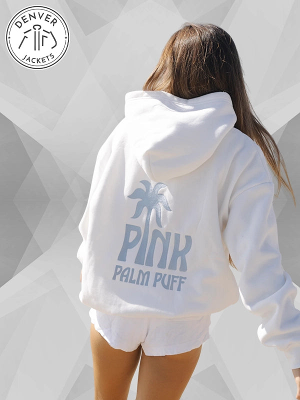 Ocean Air Classic Puff Hoodie Pink Palm Puff