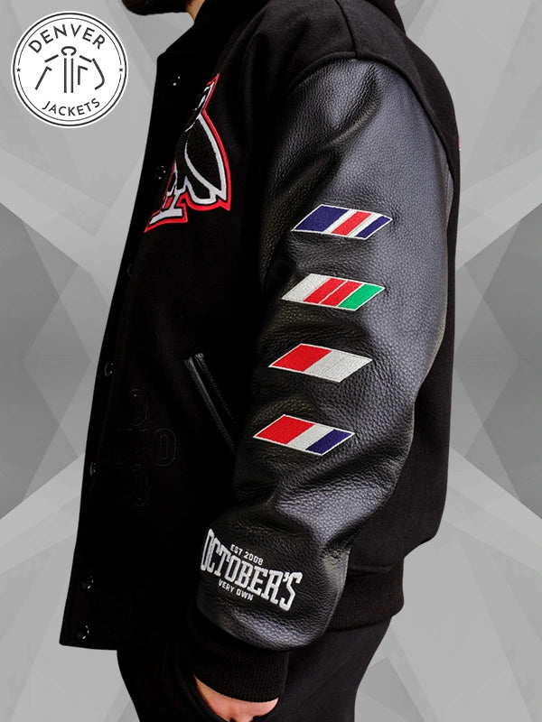 October's Very Own x UFC Varsity letterman Jacket Black