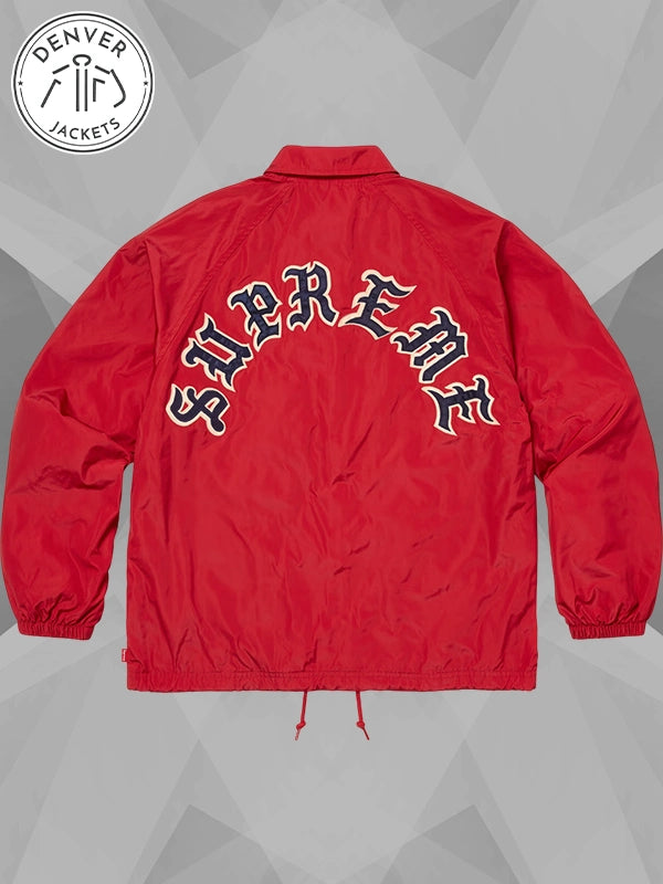 Old English Arc Supreme Coaches Jacket Red