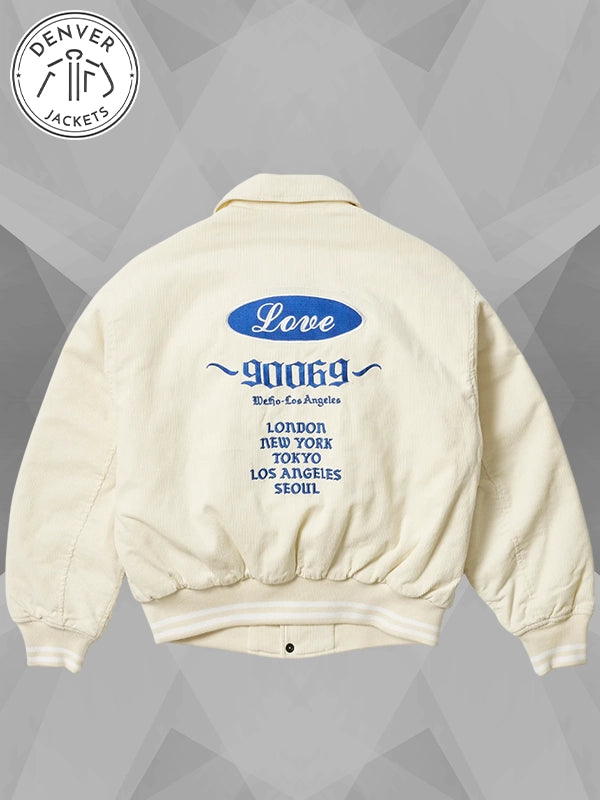 Palace Love White Corduroy Varsity Bomber Jacket