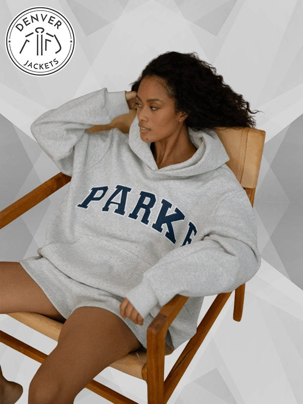 Parke Chenille Varsity Hoodie Sweatshirt Grey