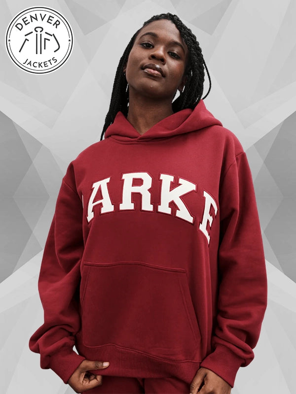 Parke Varsity Burgundy Hoodie Sweatshirt