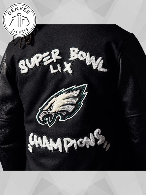 Philadelphia Eagles Super Bowl LIX Champions Limited Edition Varsity Jacket Black