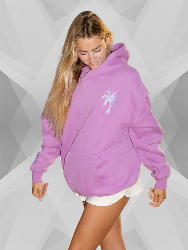 Pink Palm Puff Everything Comes In Waves Acai Hoodie