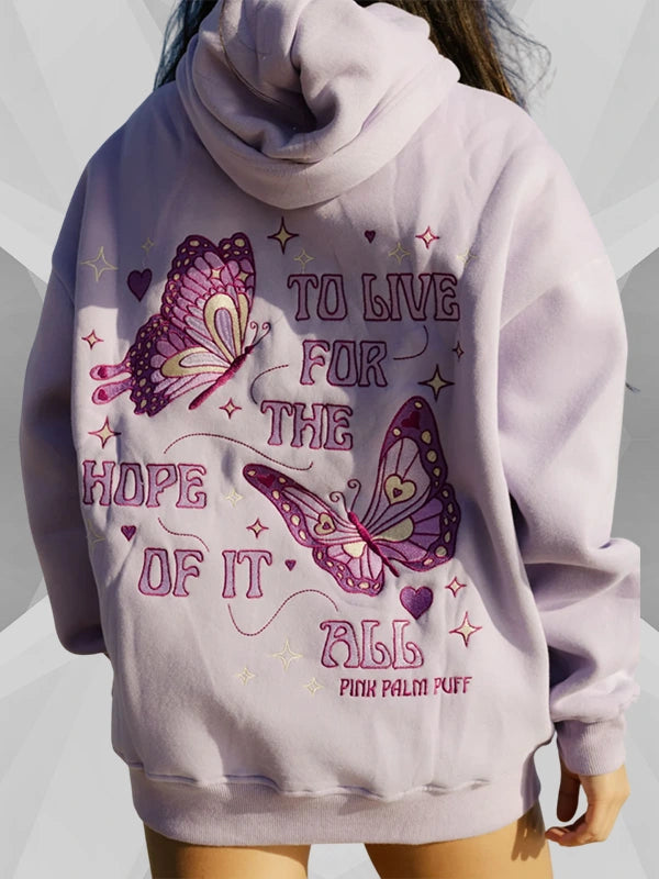 Pink Palm Puff To Live For The Hope Of It All Purple Hoodie