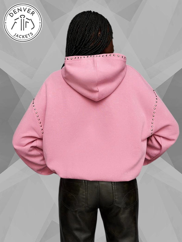 Pink Bershka Studded Hoodie