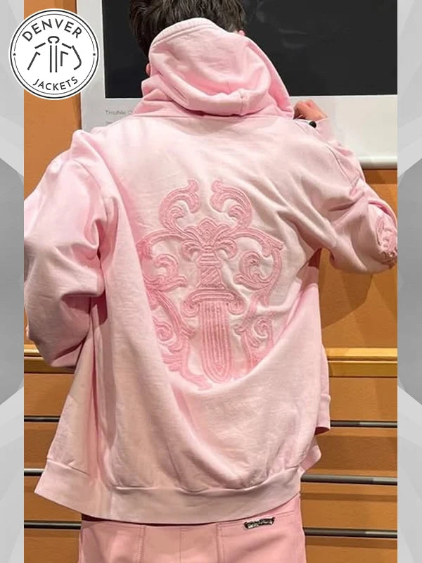 Pink Chrome Hearts Hoodie Timothee Chalamet