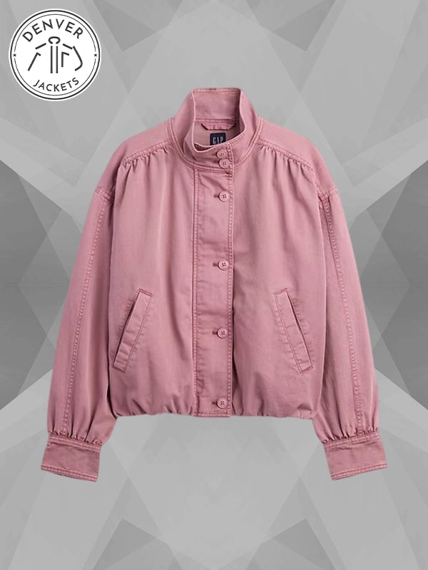 Pink GAP Twill Bubble Jacket Women's