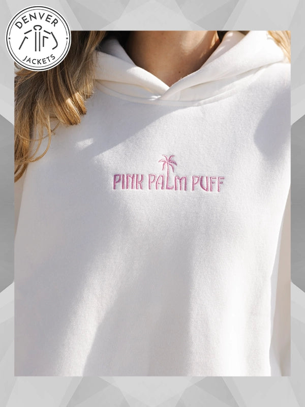 Pink Palm Puff Classic Hoodies In Pink Opal