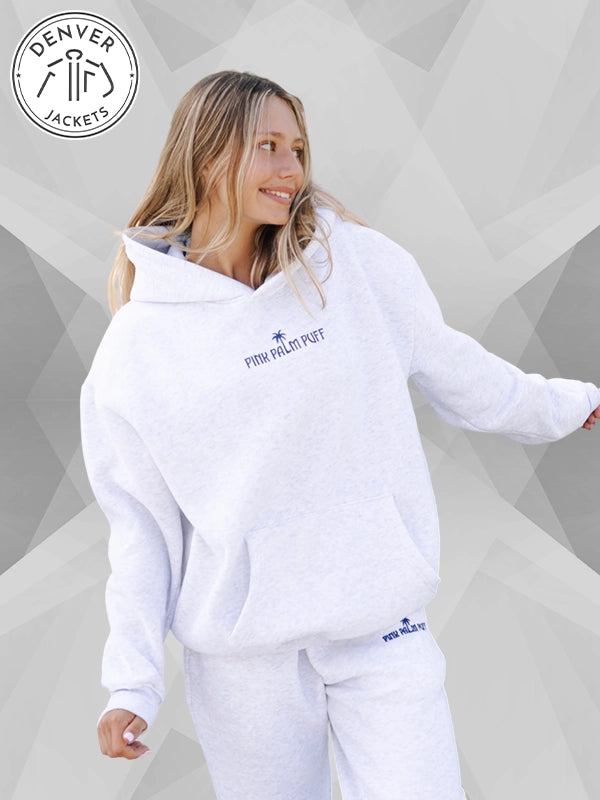 Pink Palm Puff Classic Puff Grey Hoodie