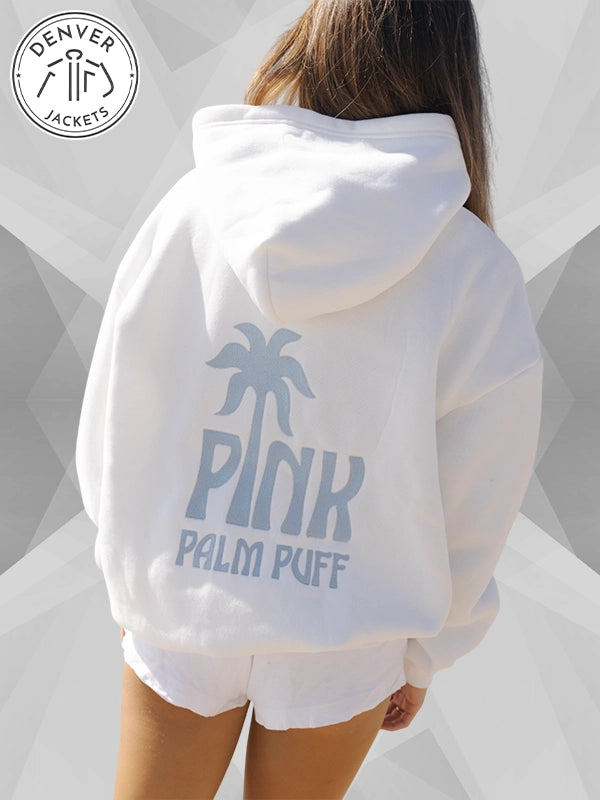 Pink Palm Puff Classic Puff Hoodie Ocean Air