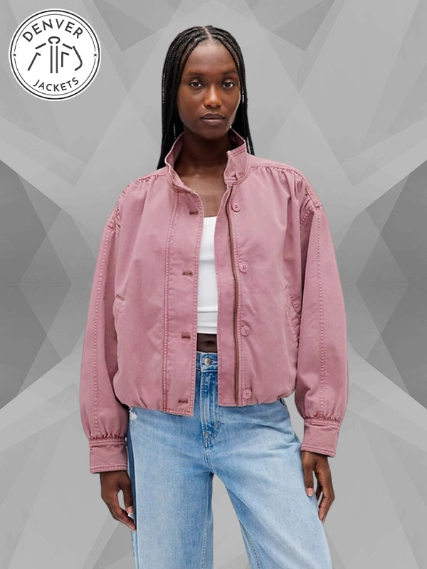 Pink Twill Bubble Jacket GAP