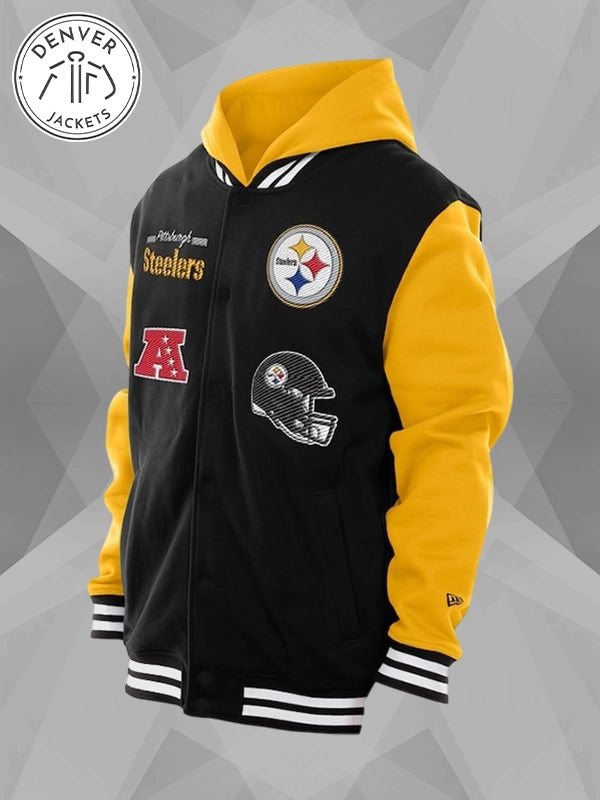Pittsburgh Steelers New Era Full-Snap Fleece Hoodie Jacket - Black