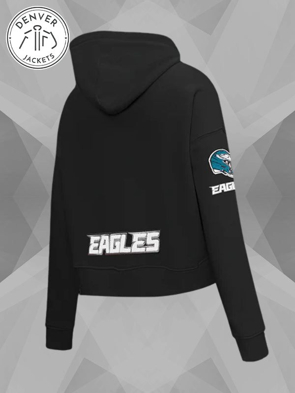Pro Standard Womens Eagles Cropped Hoodie Black