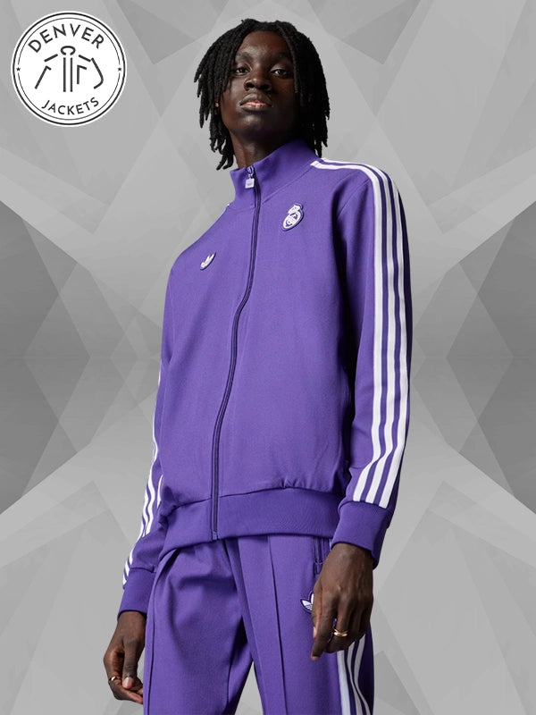 Purple Adidas Real Madrid Terrace Icons Track Jacket Mens