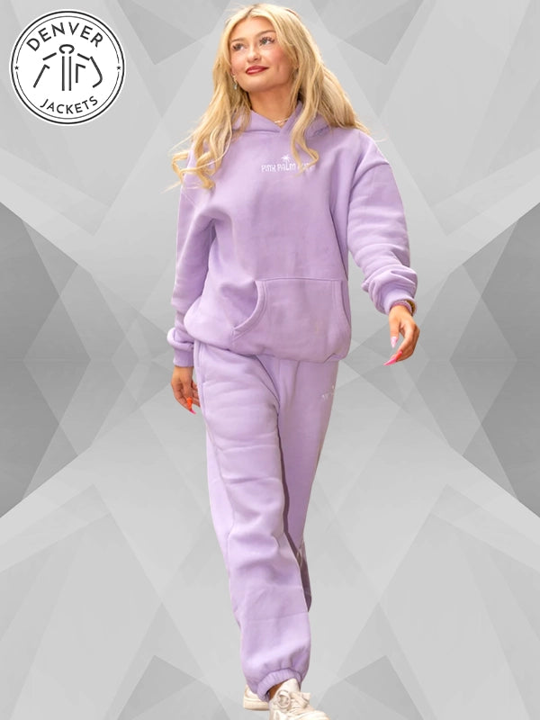 Purple Classic Puff Hoodie Pink Palm Puff