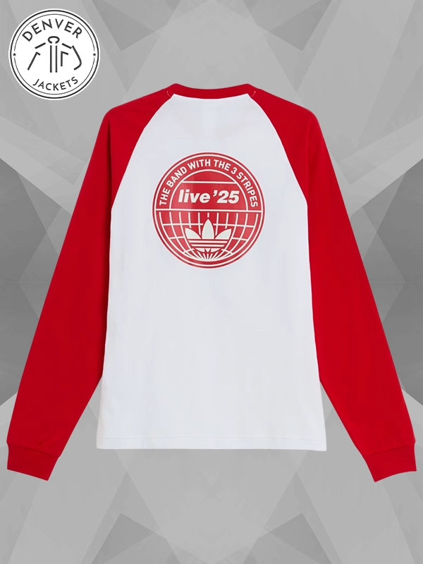 Red White Adidas x Oasis Tour 3 STRIPES Sweatshirt T-Shirt