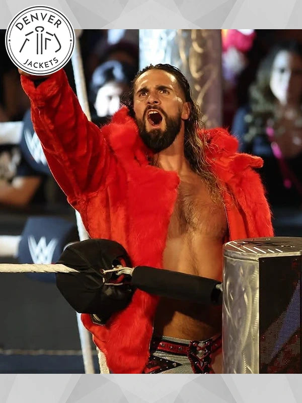 Seth Rollins Shearling Red Jacket