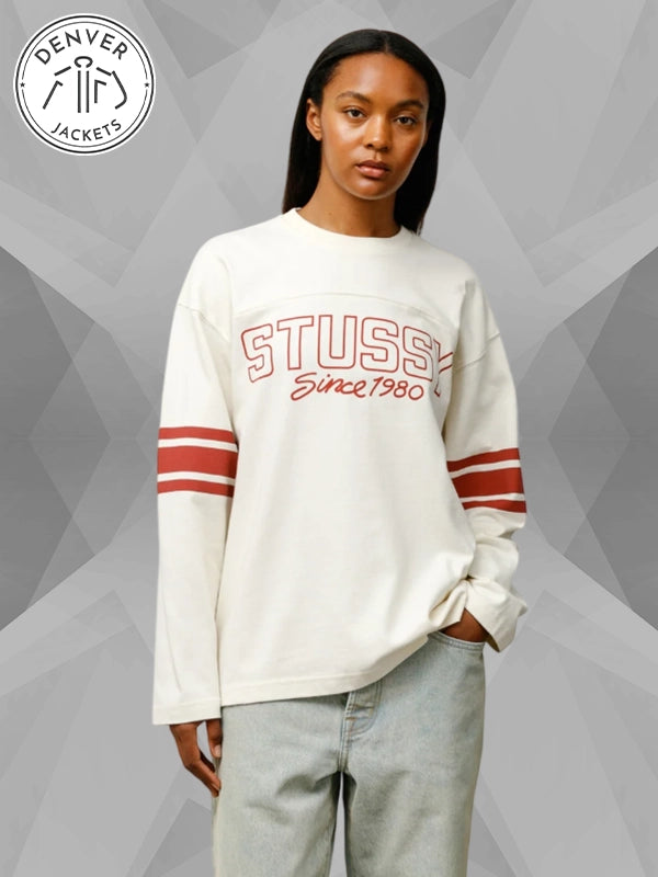 Stussy Football Crew Jumper White