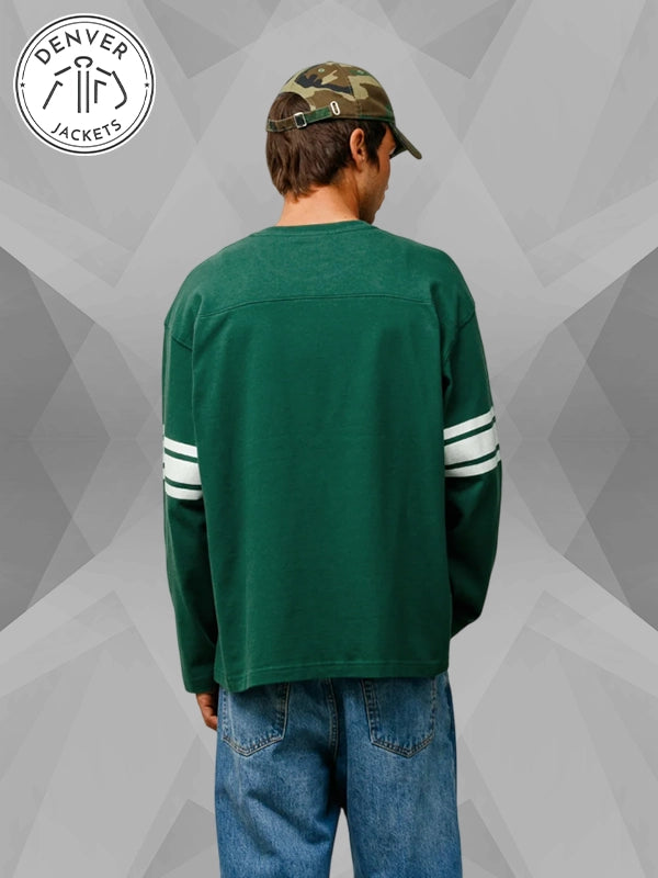 Stussy Football Crew Long Sleeves T-Shirt Green