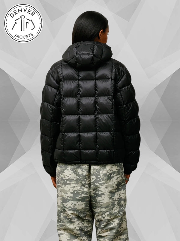 Stussy Midweight Black Hooded Puffer Jacket Women's