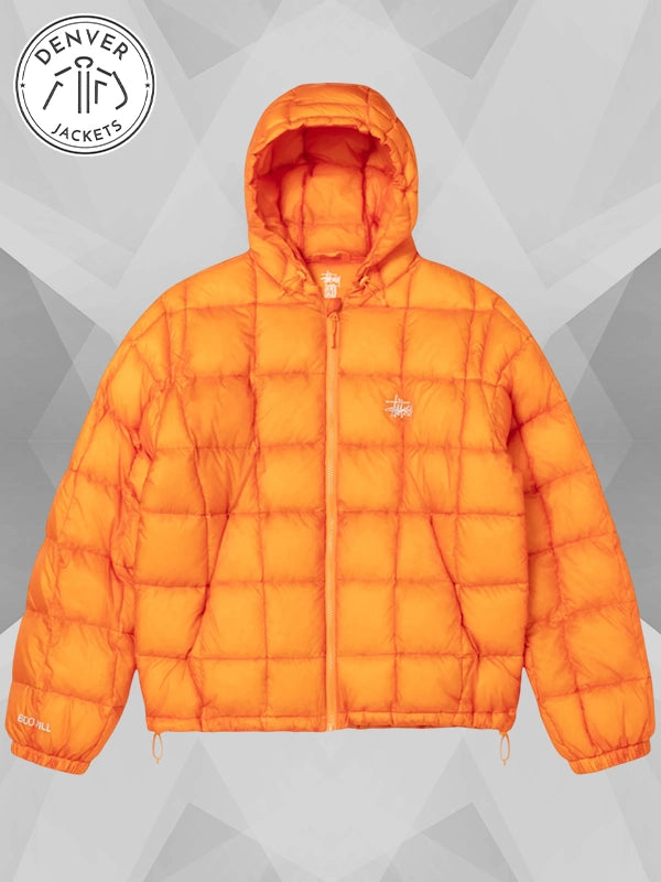 Stussy Midweight Hooded Puffer Jacket Orange