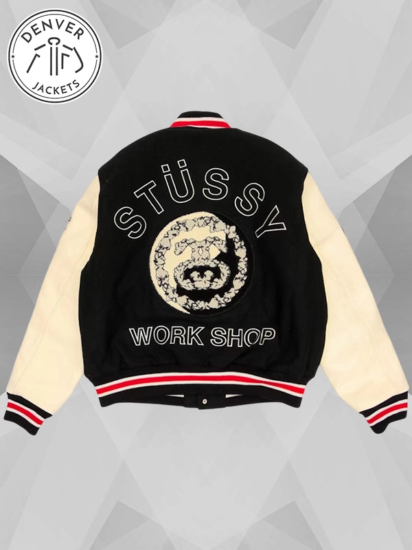 Stussy x Denim Tears Varsity Jacket Black