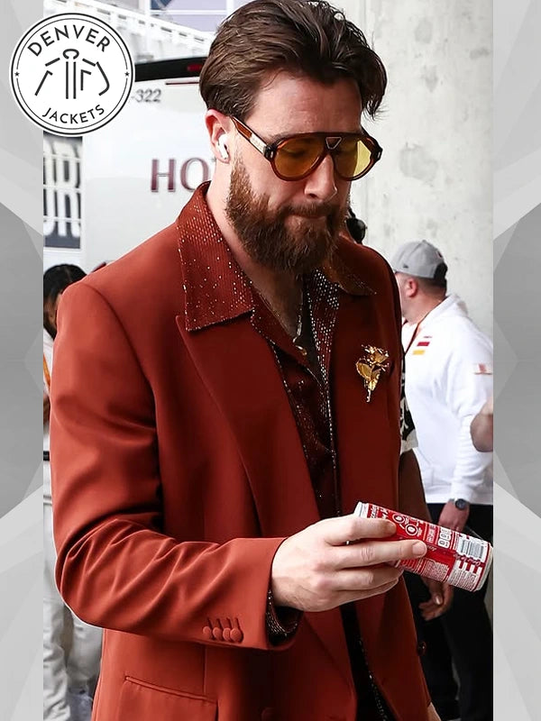 Super Bowl LIX Travis Kelce Brown Trench Coat