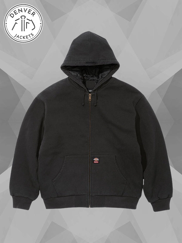 Supreme Dickies Quilted Lined Zip Up Hooded Sweatshirt Black