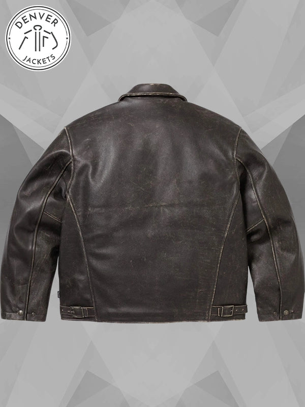 Supreme Schott Distressed Brown Leather Jacket