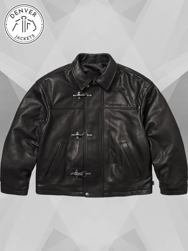 Supreme Schott Leather Clip Jacket Black