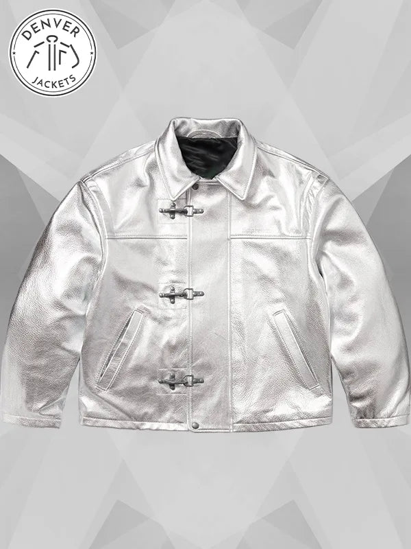 Supreme Schott Leather Clip Jacket Silver