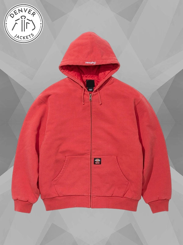 Supreme x Dickies Quilted Lined Zip Up Hooded Sweatshirt Red