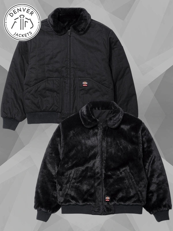 Supreme x Dickies Reversible Quilted Faux Fur Work Jacket Black
