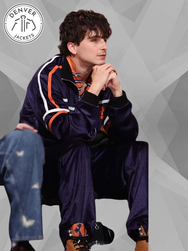 Timothee Chalamet Chrome Hearts Blue Tracksuit
