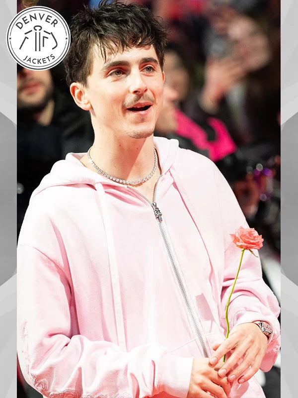 Timothee Chalamet Pink Chrome Hearts Hoodie