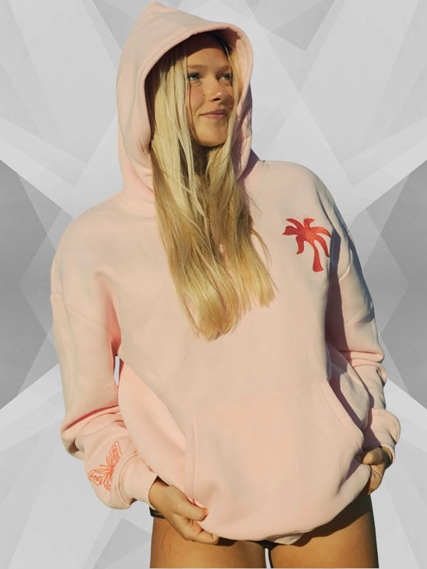 To Live For The Hope Of It All Pink Palm Puff Pink Hoodie