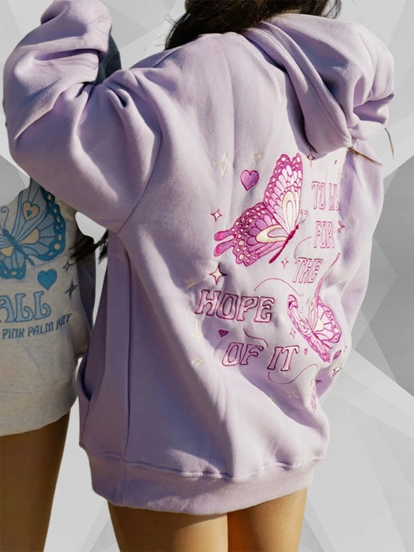 To Live For The Hope Of It All Pink Palm Puff Purple Hoodie