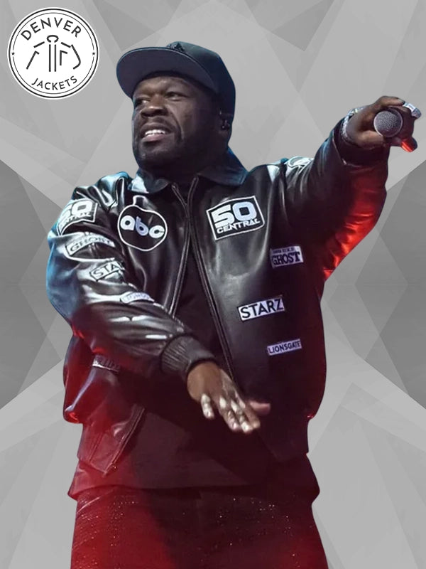 Tottenham Hotspur Stadium Concert 50 Cent Black Leather Bomber Jacket